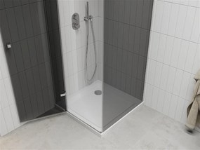 Mexen Roma, sprchovací kút s 1-krídlovými dverami 70 (dvere) x 70 (stena) cm, 6mm šedé sklo, chrómový profil + slim sprchová vanička 5cm biela, 854-070-070-01-40-4010