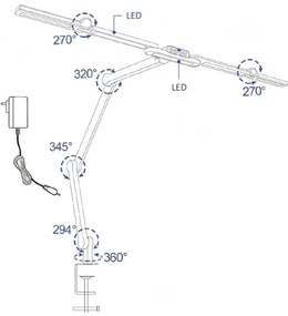 Brilagi - LED Stmievateľná flexibilná stolná lampa VARIO LED/24W/230V 3000-6500K čierna