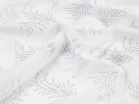 Biante Dekoračný záves Sofia SF-009 Strieborné vetvičky na bielom 150x180 cm