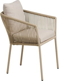 Béžová kovová/polstrovaná záhradná stolička Salerno – House Nordic