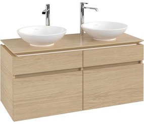 VILLEROY &amp; BOCH Legato závesná skrinka pod dve umývadlá na dosku, 4 zásuvky, 1200 x 500 x 550 mm, Nordic Oak, B58400VJ