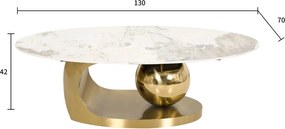 KONFERENČNÝ STOLÍK ESPEN BIELY MRAMOR + ZLATÝ 130 cm