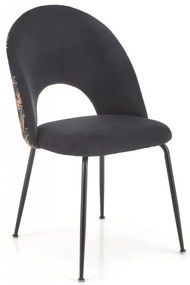 Jedálenská stolička MALVE - kov, látka, čierna / vzor