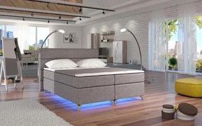 Posteľ Boxspring Amadeus + LED 200x180, šedá (látka - bao 06)