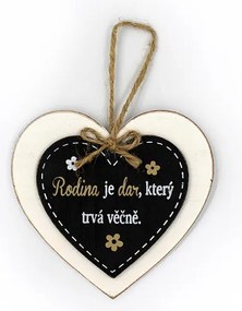 Nekupto Dřevěná cedule srdíčko Rodina je dar