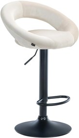 Barová stolička Olinda - zamat, čierny rám - krémová