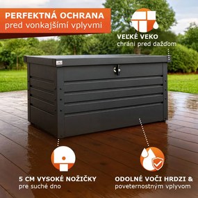 Kovový úložný box METALBOX, 385L, 120x62x63cm, antracitová Gardebruk