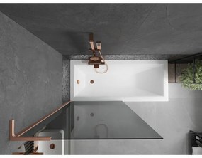 Mexen Next L, 1-krídlová vaňová zástena 90 x 150 cm, 6mm šedé sklo, medený profil, 895-090-000-03-40-65