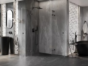 Mexen Lunar L Duo výklopný sprchový kút 80 x 80 cm, 8mm číre sklo, grafitový profil, 834L-080L-080P-95-00