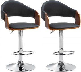 Design-Shop 2x Barová stoličkaNilse - koženka, chróm rám - orech/čierna
