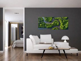 Obraz - Lesná krajina s riekou (120x50 cm)