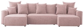 Rohová sedačka Denia U (púdrovo ružová). Akcia -20%. Vlastná spoľahlivá doprava až k Vám domov. 1133147