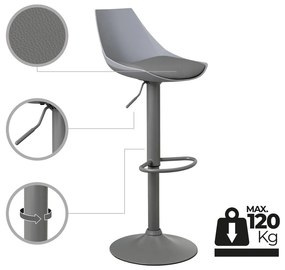 Sivé barové stoličky s nastaviteľnou výškou z imitácie kože v súprave 2 ks (výška sedadla 56,5 cm) – Casa Selección