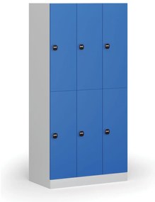 Šatníková skrinka s úložnými boxmi, 6 boxov, 1850 x 900 x 500 mm, demont, zámok s čítačkou RFID kariet, modré dvere