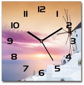 Sklenené hodiny štvorec Santorini Grécko pl_zsk_30x30_c-f_104622811