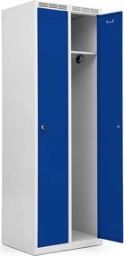 Kovová šatníková skriňa Trestles SS2M 1800x600x500 mm, 2 oddiely, modré dvere Podnož: nožičky, Zámok: cylindrický