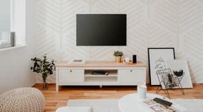 TV skrinka Bergen, biela/dub artisan