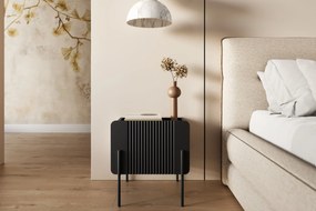 Nočný stolík Malmi 45 cm - čierny mat / čierna