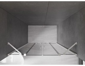Mexen Velar Duo, posuvné sprchové dvere do otvoru 160 cm, 8mm šedé sklo, biela matná, 871-160-000-42-20
