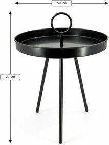 Záhradný odkladací stolík SIRVON kovový 50x70 cm, čierny