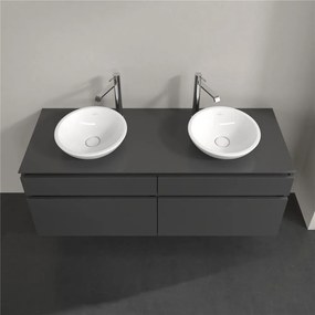 VILLEROY &amp; BOCH Legato závesná skrinka pod dve umývadlá na dosku, 4 zásuvky, 1400 x 500 x 550 mm, Glossy Grey, B59200FP