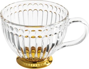 Sklenený hrnček Lily 430 ml so zlatým podstavcom