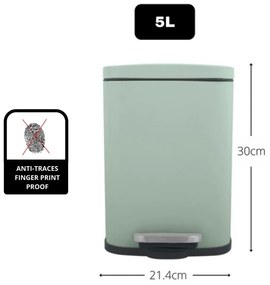 Nášľapný oceľový odpadkový kôš v mentolovej farbe 5 l Akira – Spirella