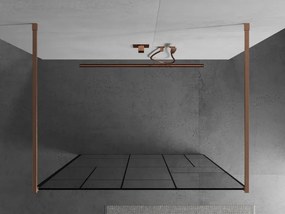 Mexen Kioto, sprchová zástena Walk-In 100 x 200 cm, 8mm sklo čierny vzor, medený matný profil, 800-100-002-65-78