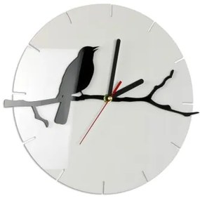 Sammer Klasické nástenné hodiny Vták na konári BirdWhite&amp;black