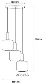 Lucide 45405/13/30 - Luster na lanku ELOISE 3xE27/40W/230V čierna