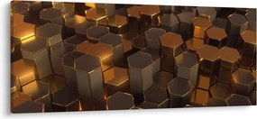 Obraz - Bronzové hexagóny (120x50 cm)