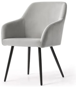 Sada dvoch jedálenských stoličiek ESTELLE zamatové, sivé / čierne nohy (2 ks)