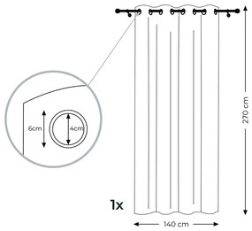 Záclona AmeliaHome MEADOW EYELETS 140x270 cm biela s potlačou