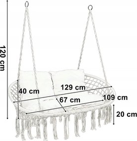 Závesné hojdacie kreslo pre dvoch LAGOS - krémové