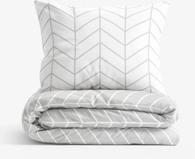 Goldea bavlnené posteľné obliečky - biely a sivý cikcak 150 x 200 a 50 x 60 cm