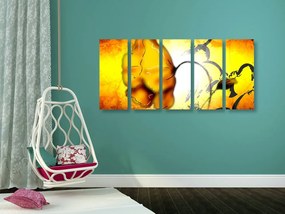 5-dielny obraz abstraktný oranžový kvet