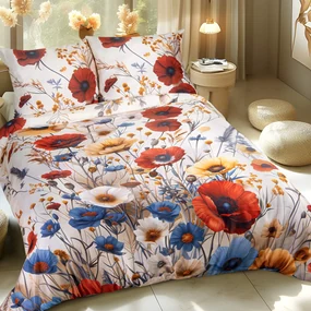 SATÉNOVÉ OBLIEČKY SATINLOVE PREMIUM 200X220 CM, 2KS 70X80 CM KVETY