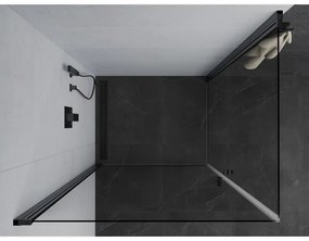 Mexen Pretoria Duo, 2-krídlový sprchovací kút 100 (dvere) x 90 (dvere) cm, 6mm číre sklo, čierny profil, 852-100-090-70-00-02