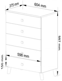 Komoda MOBI K-05 kašmír / zlatá