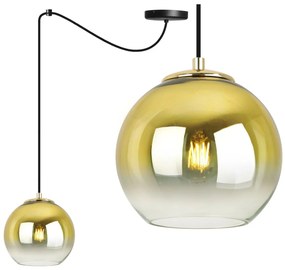 Závesné svietidlo Bergen Gold Spider, 1x zlaté/transparentné sklenené tienidlo (fi 15cm)