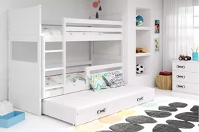 3-lôžková poschodová posteľ RICO so zásuvkou, biela
