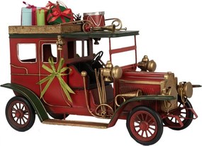 Červený retro model auto s darčekmi na streche Christmas - 42*18*28 cm