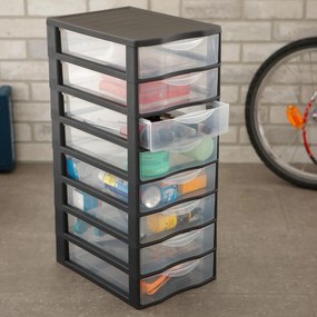 Úložný box s 8 zásuvkami, antracit, OFFICEMIX A4 8A