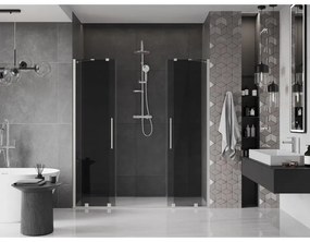 Mexen Velar Duo, posuvné sprchové dvere do otvoru 200 cm, 8mm šedé sklo, brúsená oceľ, 871-200-000-42-97