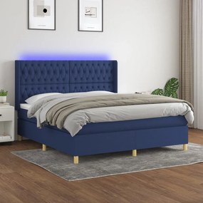 Posteľ boxsping s matracom a LED modrá 180x200 cm látka 3139139
