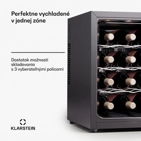 Klarstein Silent Vino 12 Uno, chladnička na víno, 31 l / 12 fliaš, 5-18 °C, dotykové