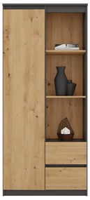 Regál Respeto 2 (antracit + dub artisan). Akcia -20%. Vlastná spoľahlivá doprava až k Vám domov. 1132649