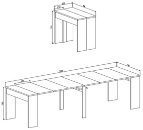 JEDÁLENSKY STÔL AZURO 50 - 302 cm BIELY ROZKLADACÍ