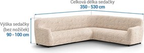 Bielastické poťahy BRILLANTE béžové rohová sedačka (š. 350 - 530 cm)
