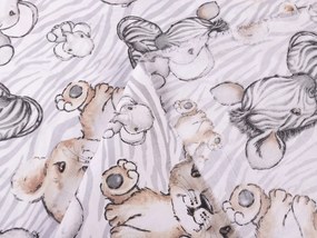 Biante Detský bavlnený záves Sandra SA-335 Africké zvieratká na sivom zebrovanom 150x140 cm